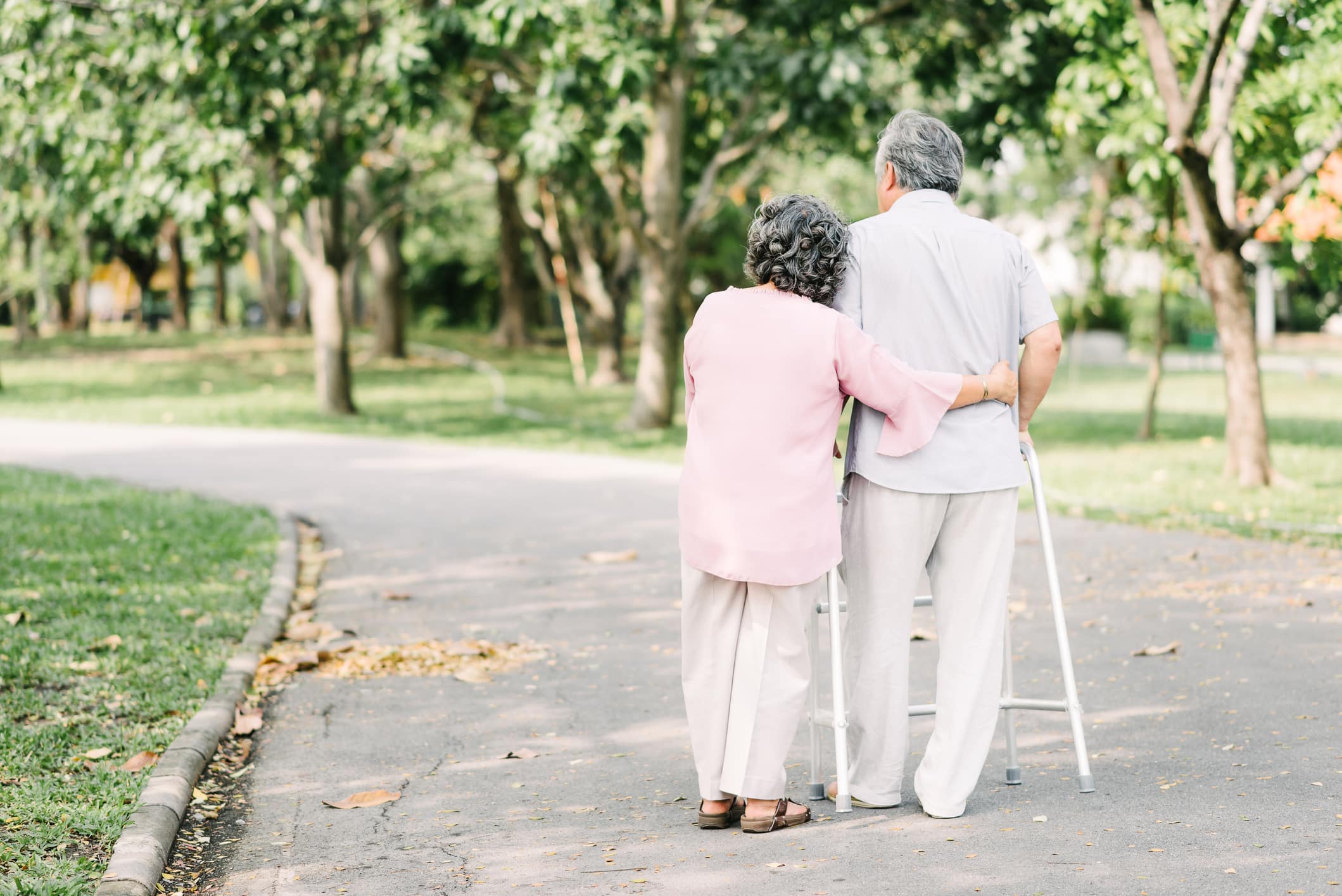 senior couple walking